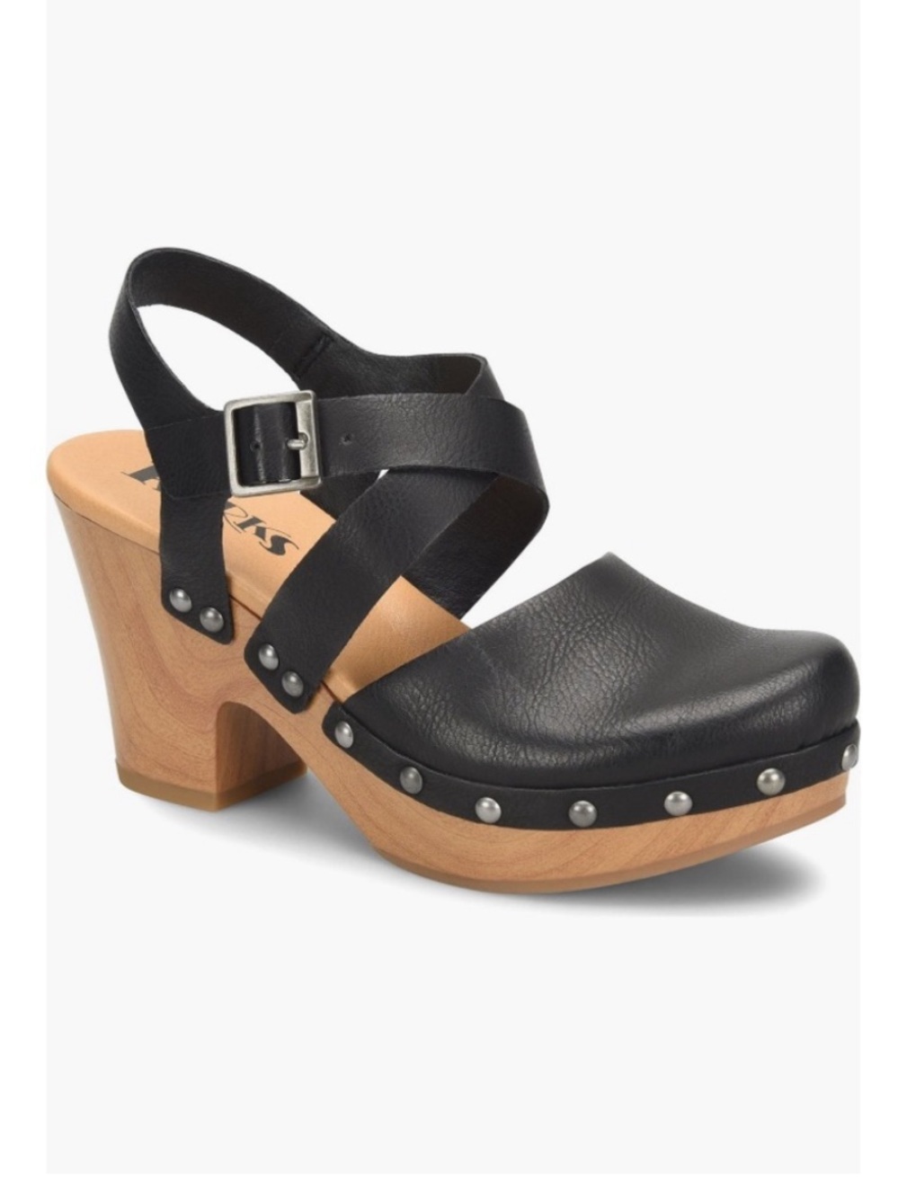 Korks Abloom Platform Clog Black Leather Studded Size 11